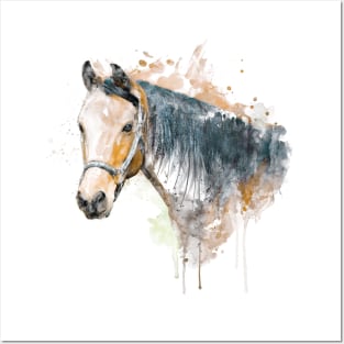 Watercolor Portrait - Brown Horse Head Posters and Art